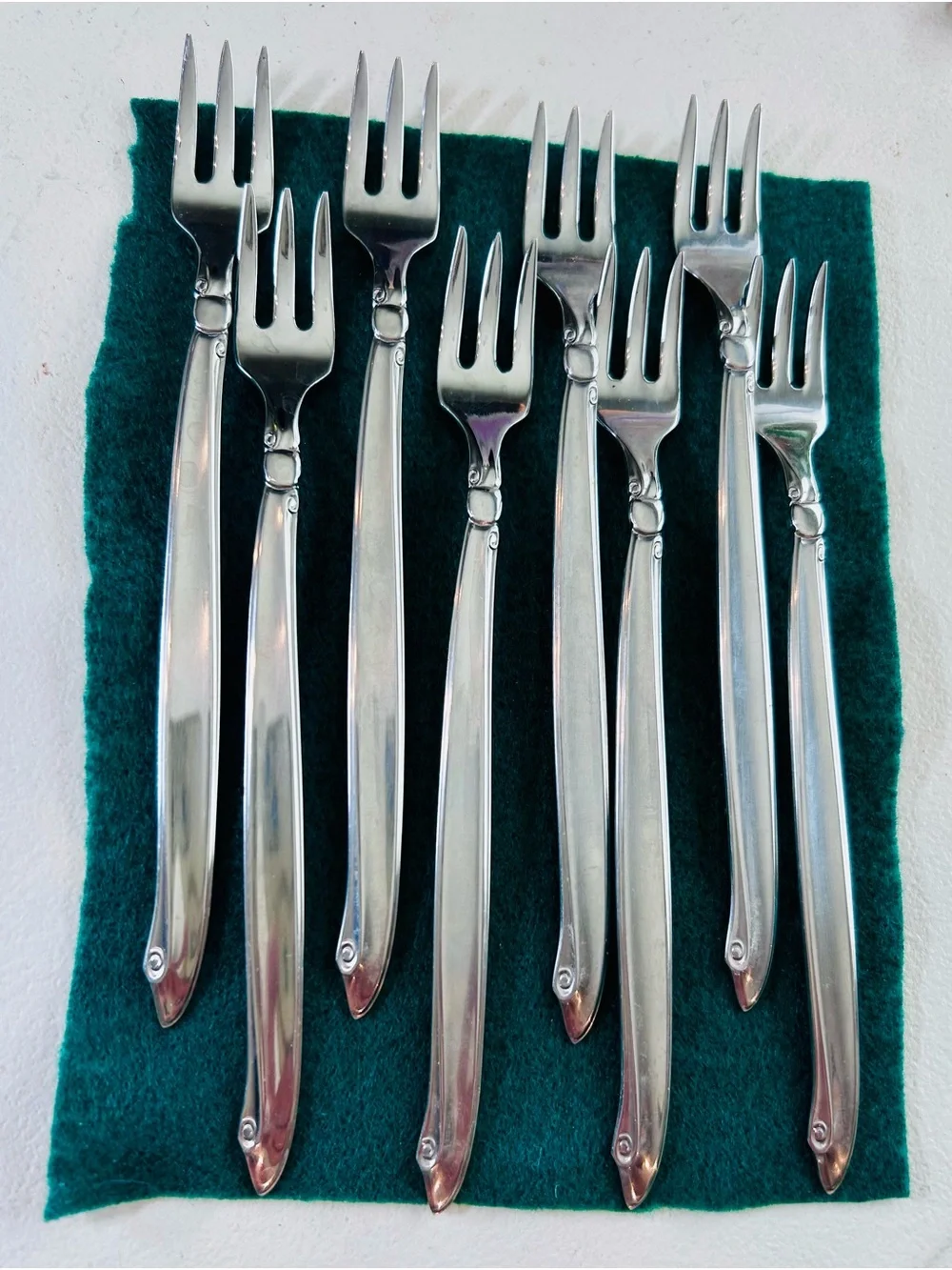Vintage Community Polished Silver Stainless Salad/Dessert Forks - Set of 8